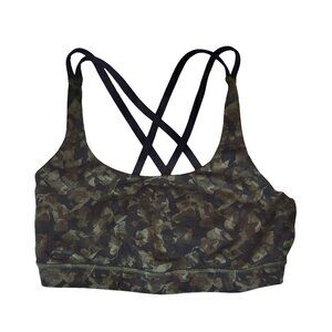 Lululemon Sports Bra Camo Print Criss Cross Back Strappy Low Impact Fits Like 6